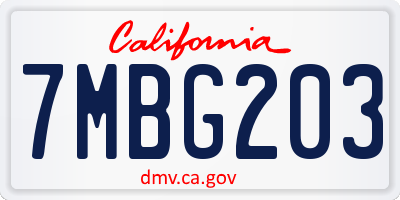 CA license plate 7MBG203