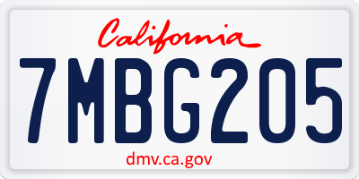 CA license plate 7MBG205