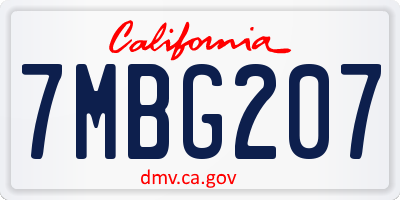 CA license plate 7MBG207