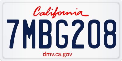 CA license plate 7MBG208