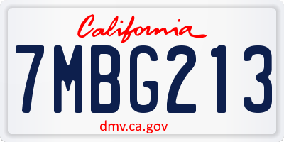 CA license plate 7MBG213