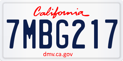 CA license plate 7MBG217