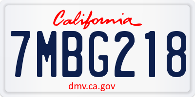 CA license plate 7MBG218