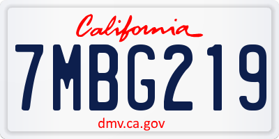 CA license plate 7MBG219