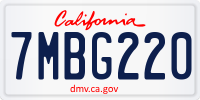 CA license plate 7MBG220