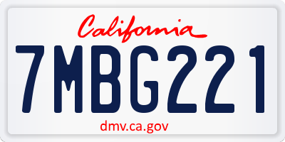 CA license plate 7MBG221