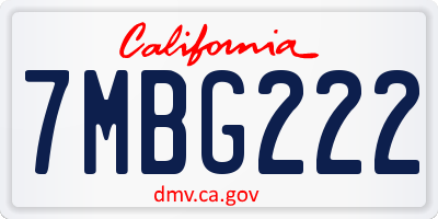 CA license plate 7MBG222