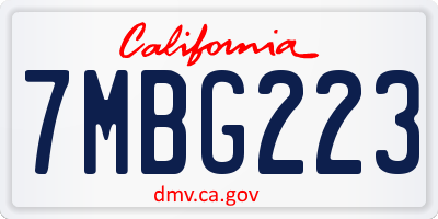 CA license plate 7MBG223