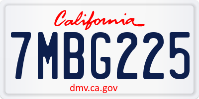 CA license plate 7MBG225