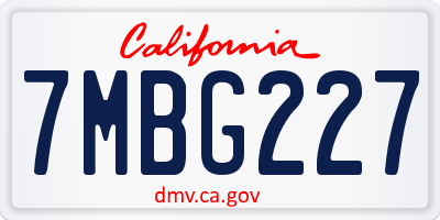 CA license plate 7MBG227