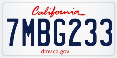CA license plate 7MBG233
