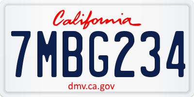 CA license plate 7MBG234