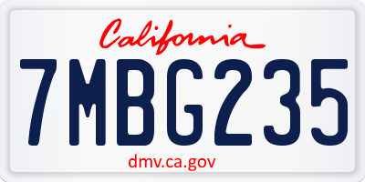 CA license plate 7MBG235