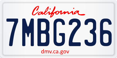 CA license plate 7MBG236