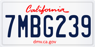 CA license plate 7MBG239