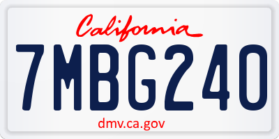 CA license plate 7MBG240