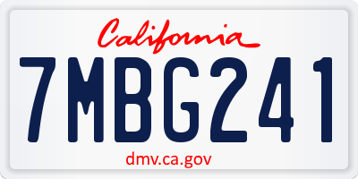 CA license plate 7MBG241