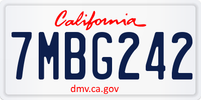 CA license plate 7MBG242