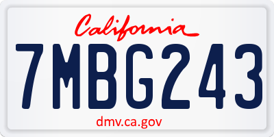 CA license plate 7MBG243