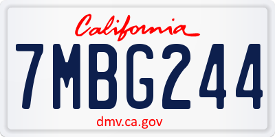CA license plate 7MBG244