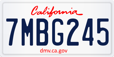 CA license plate 7MBG245