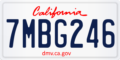 CA license plate 7MBG246