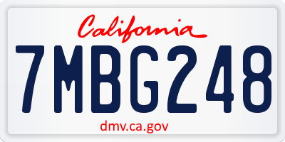 CA license plate 7MBG248