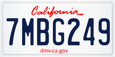 CA license plate 7MBG249