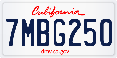CA license plate 7MBG250