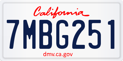 CA license plate 7MBG251
