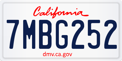 CA license plate 7MBG252