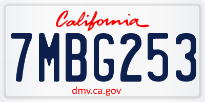 CA license plate 7MBG253