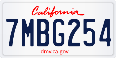 CA license plate 7MBG254