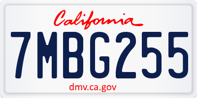 CA license plate 7MBG255