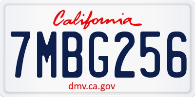 CA license plate 7MBG256