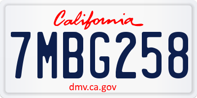 CA license plate 7MBG258