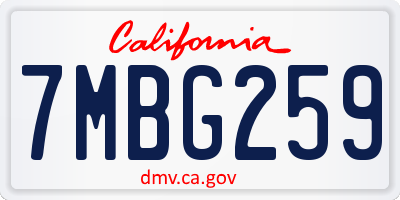 CA license plate 7MBG259