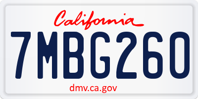 CA license plate 7MBG260