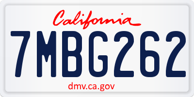 CA license plate 7MBG262