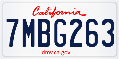 CA license plate 7MBG263