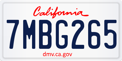 CA license plate 7MBG265