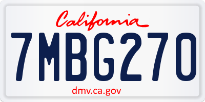 CA license plate 7MBG270