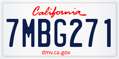 CA license plate 7MBG271