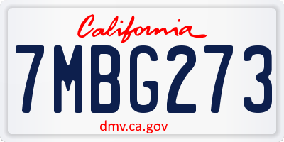 CA license plate 7MBG273