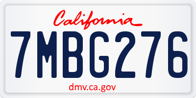CA license plate 7MBG276