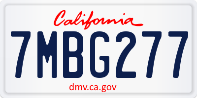 CA license plate 7MBG277