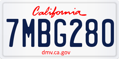 CA license plate 7MBG280