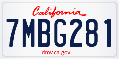 CA license plate 7MBG281