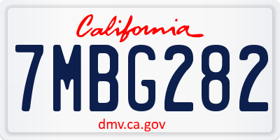 CA license plate 7MBG282