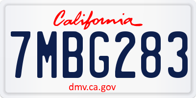 CA license plate 7MBG283